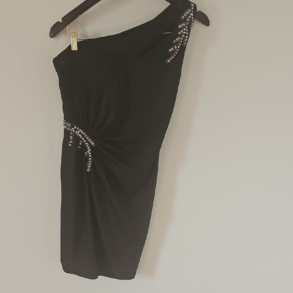 Nikibiki Black Ruched One-Shoulder Cocktail Dress